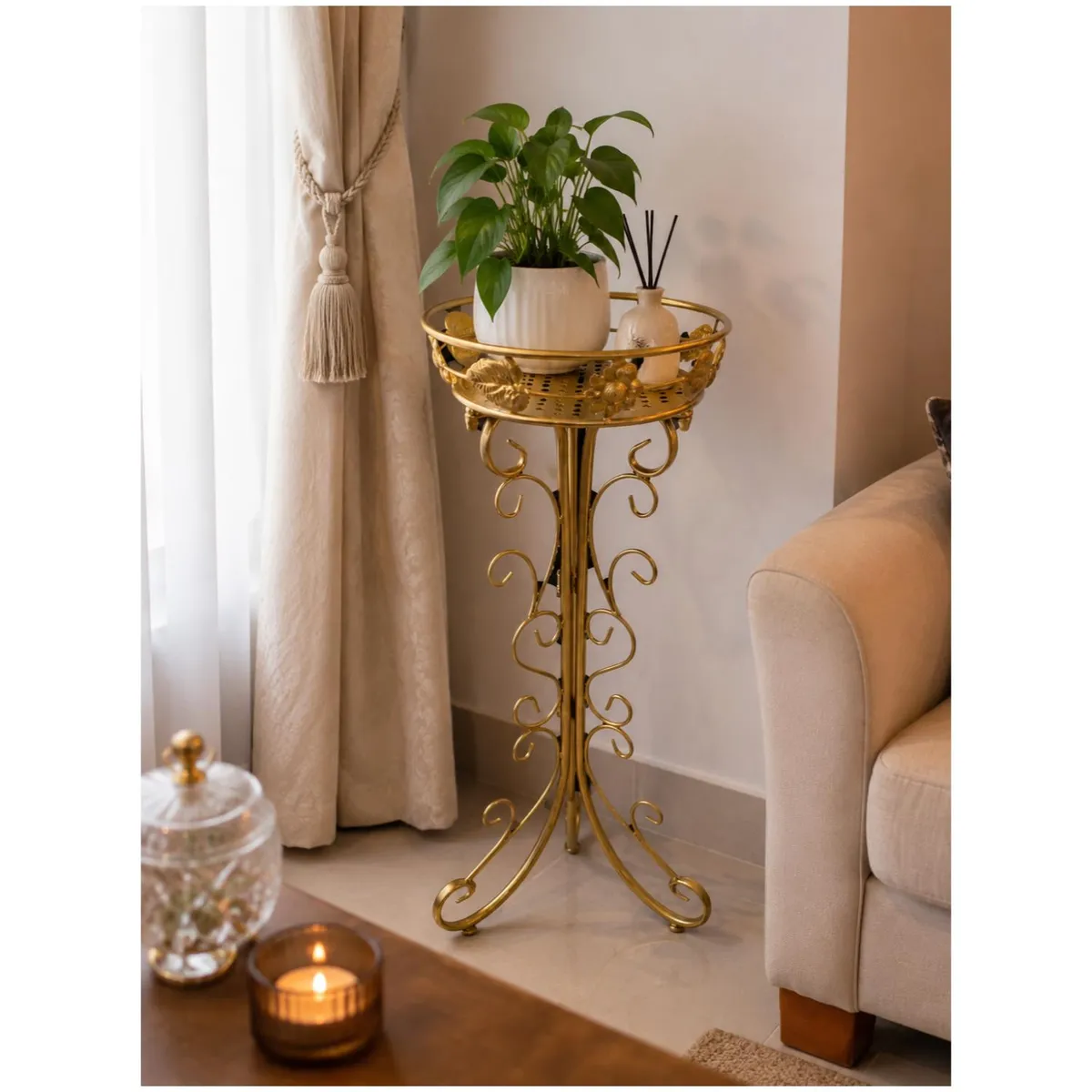 GENERICO - Macetero Pedestal Elegance 75 cm Dorado
