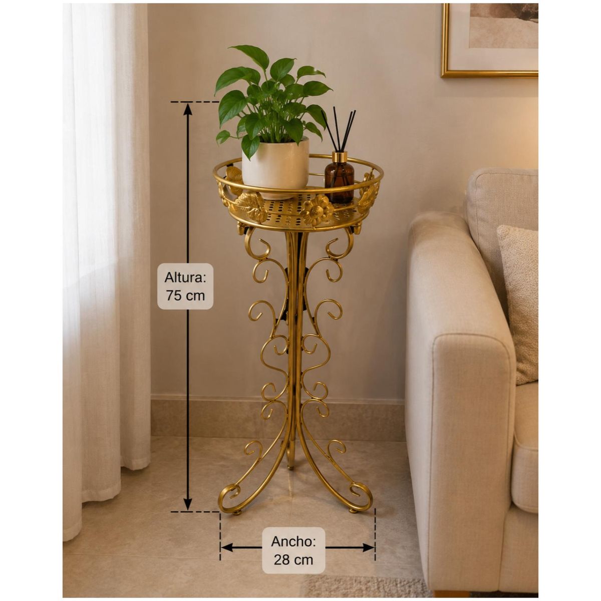 GENERICO - Macetero Pedestal Elegance 75 cm Dorado