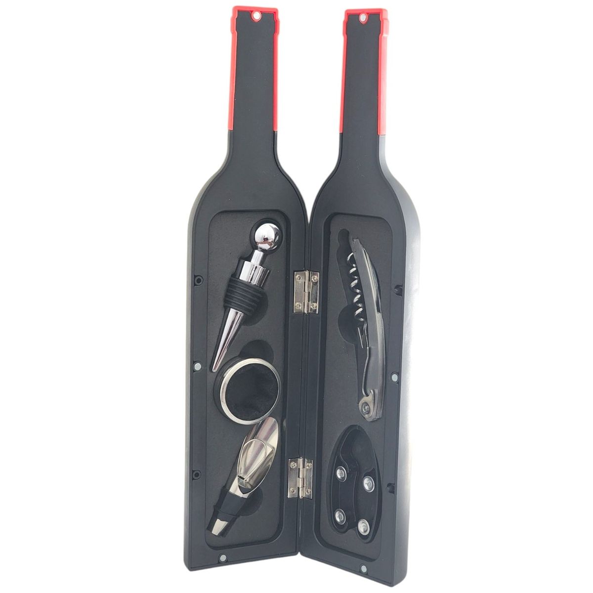 GENERICO - Set 5 Pz Saca Corcho Descorchador Estuche Botella Vino 10189