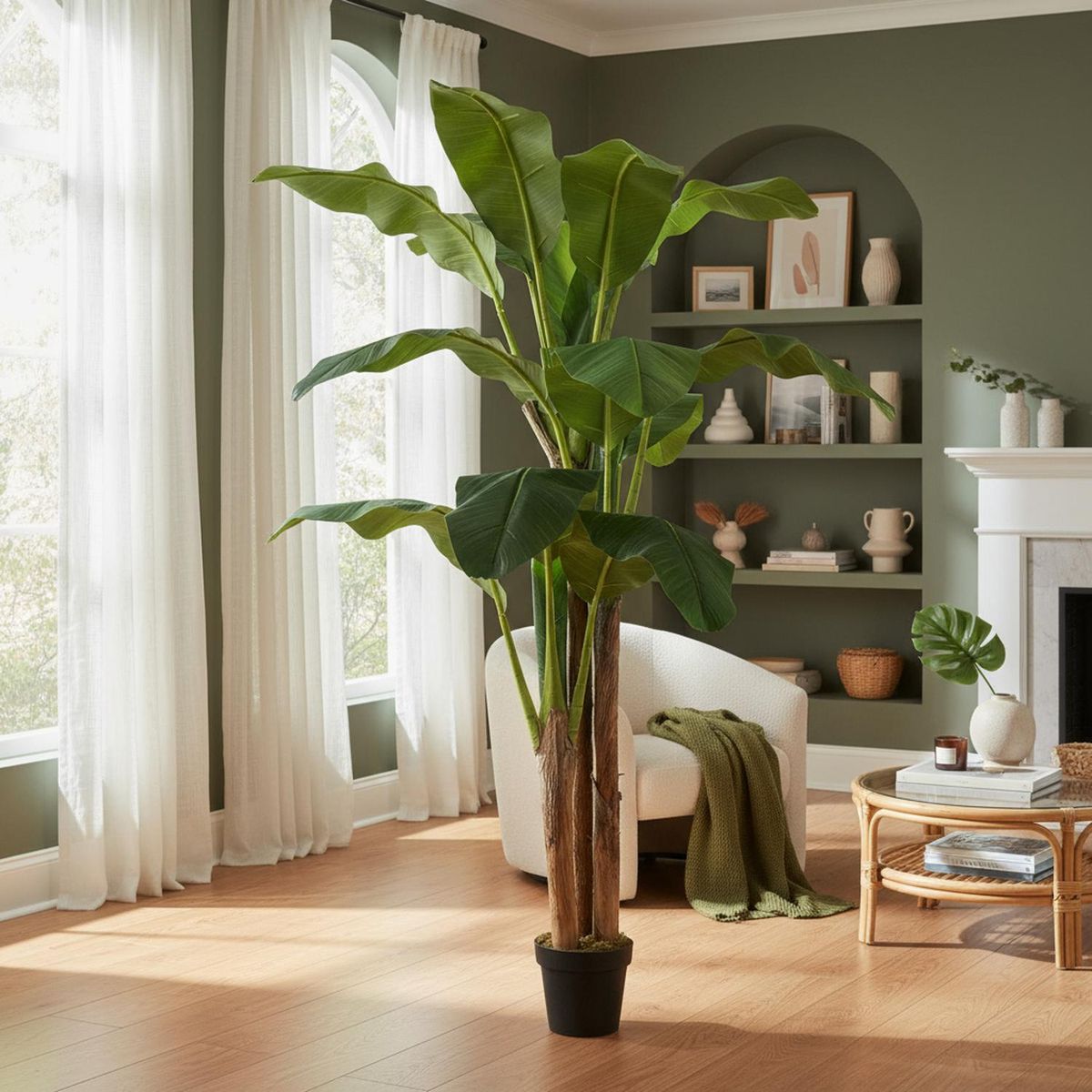 ARBUSTO REAL - Planta Artificial Banano 180 Cm. Premium / Arbusto Real Verde