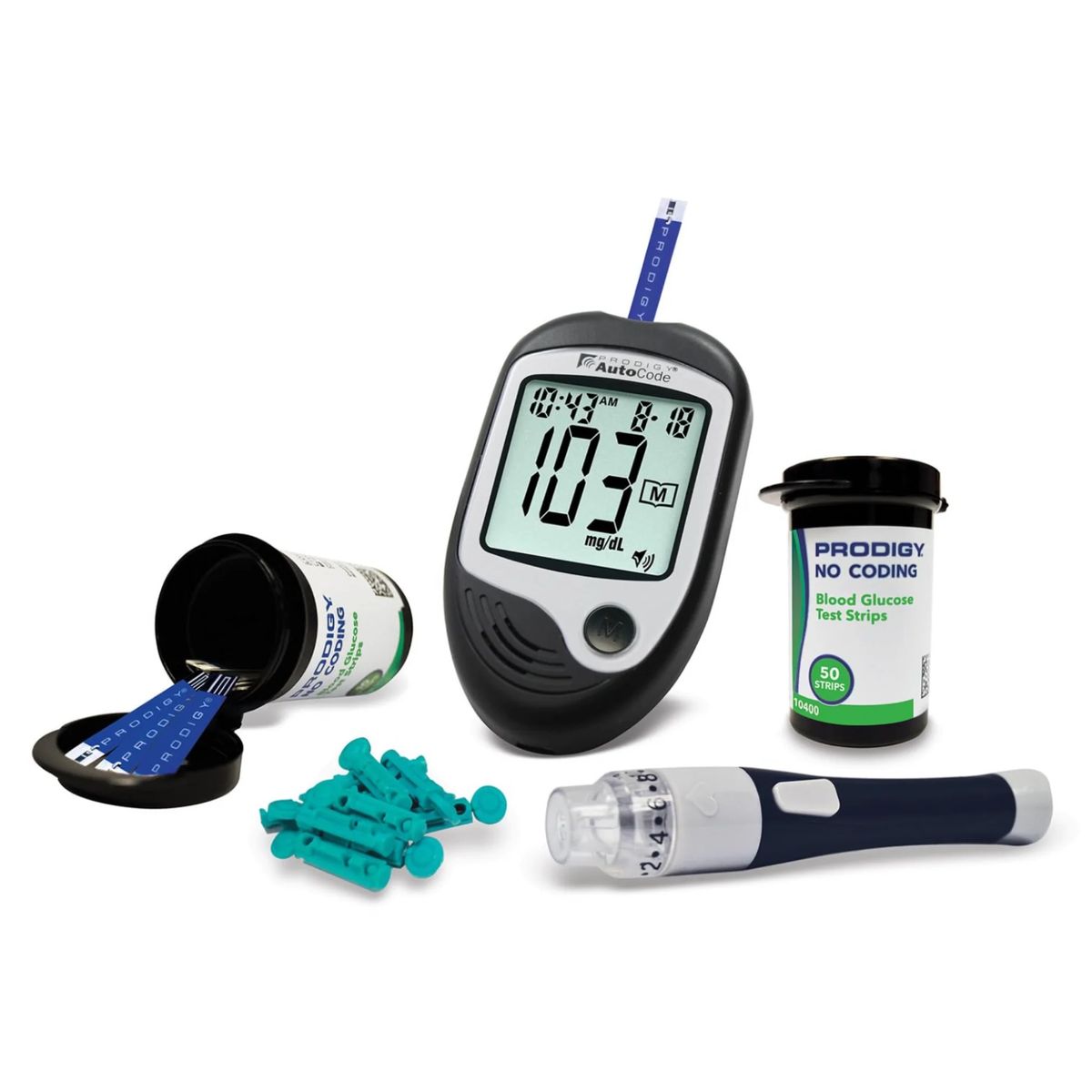 PRODIGY - Glucómetro Prodigy 100 Tiras + 10 Lancetas (Kit Inicial)