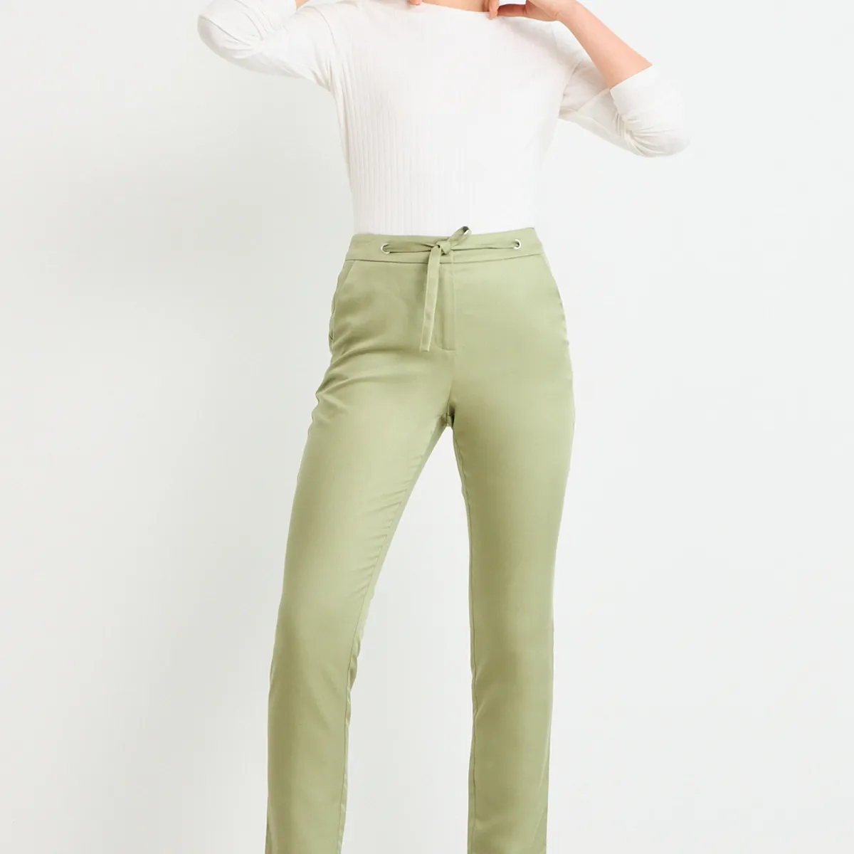 ASH - Pantalon Liso Mujer Verde Oliva Ash