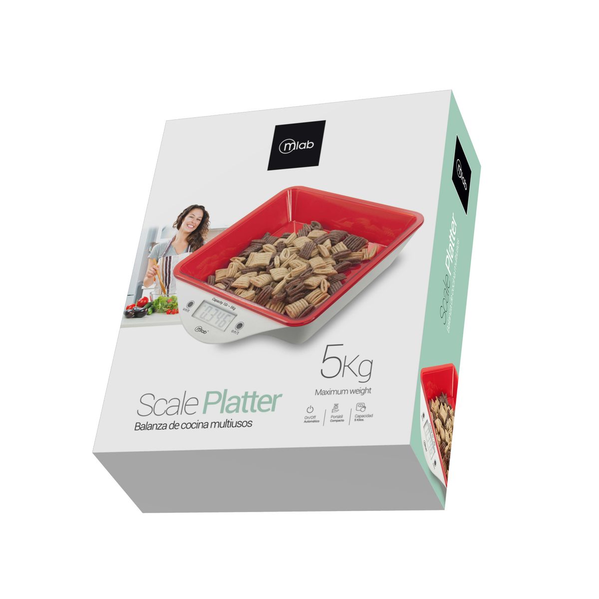 MLAB - Pesa Balanza Cocina Con Recipiente Mlab 5kg