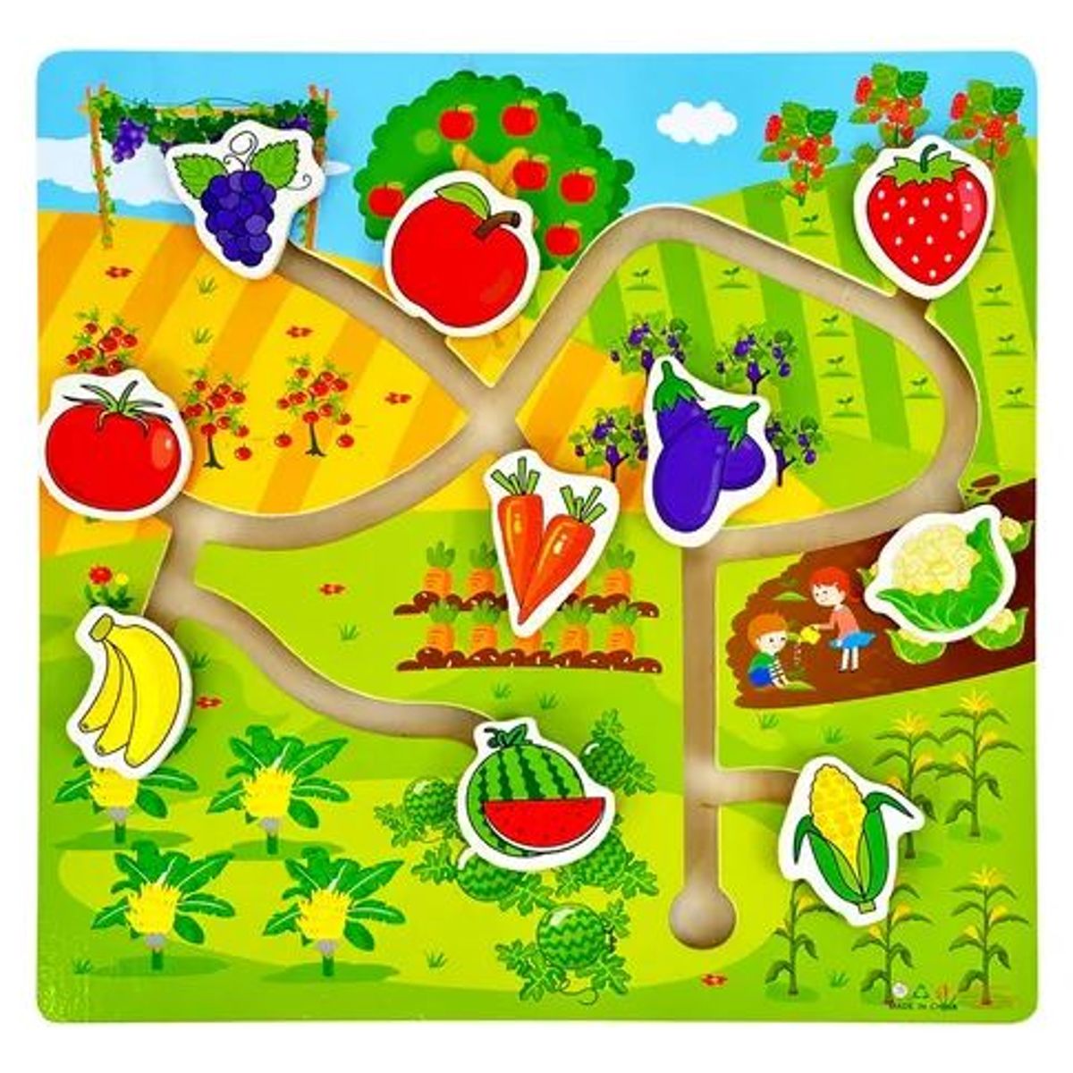 TOP TOYS - Juguete Encaje Sensorial Madera Secuencia Lógica Cognitiva M3 Frutas y verduras