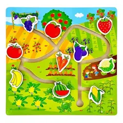 TOP TOYS - Juguete Encaje Sensorial Madera Secuencia Lógica Cognitiva M3 Frutas y verduras