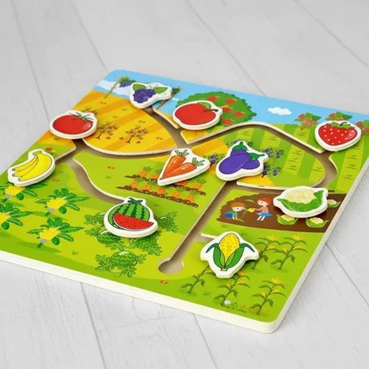 TOP TOYS - Juguete Encaje Sensorial Madera Secuencia Lógica Cognitiva M3 Frutas y verduras