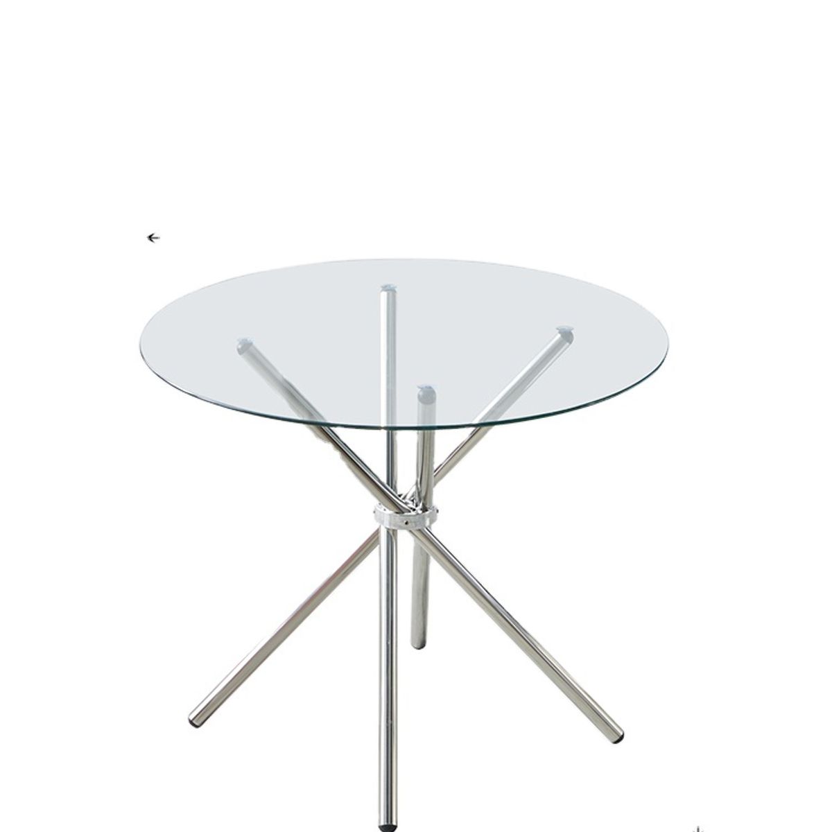 GENERICO - Mesa Redonda de Comedor con Tapa de Vidrio Templado y Base Metálica Cromada