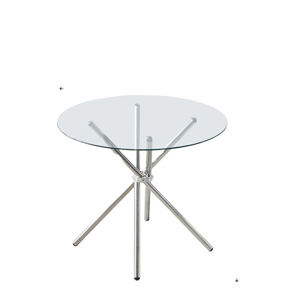 GENERICO - Mesa Redonda de Comedor con Tapa de Vidrio Templado y Base Metálica Cromada
