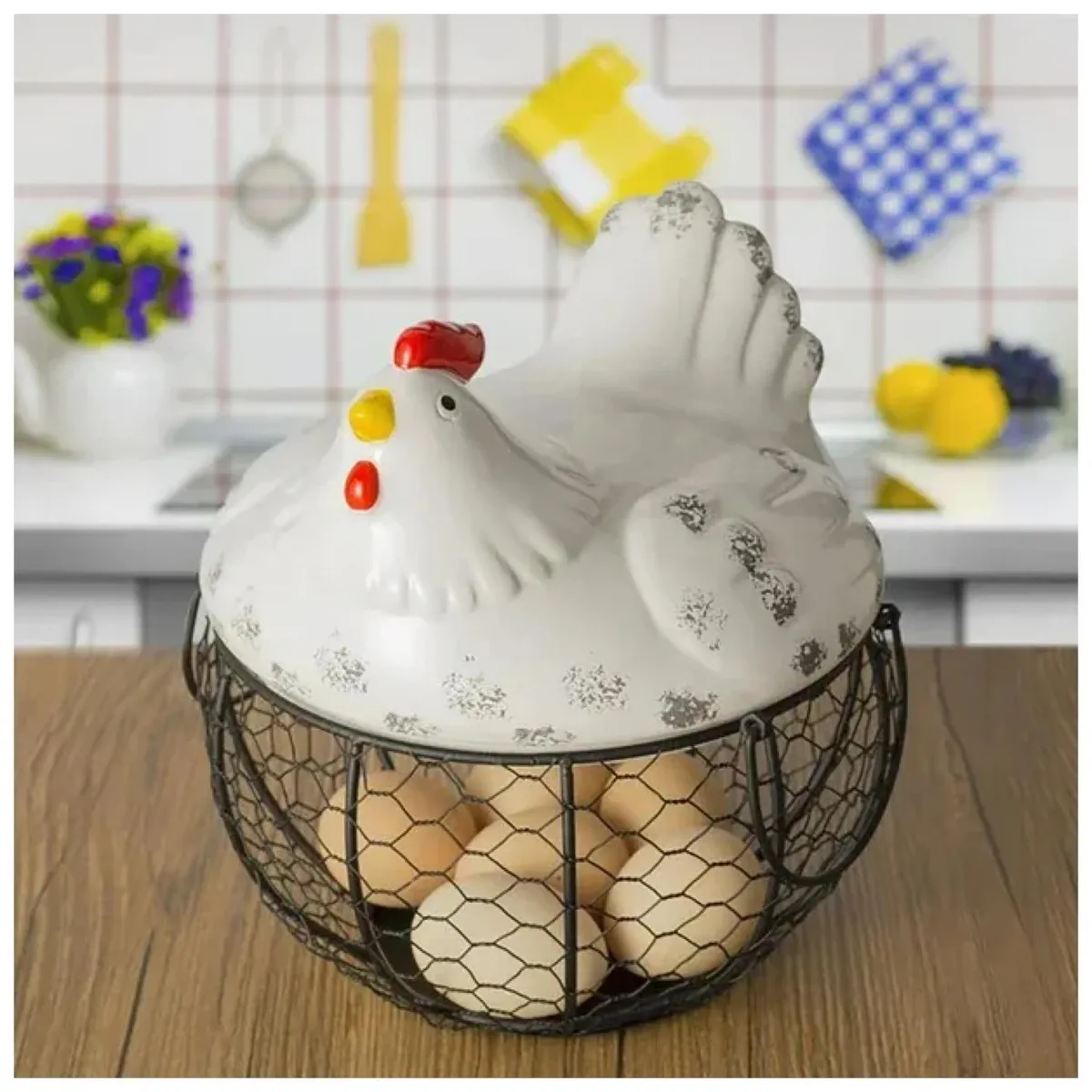 GENERICO - Canasto Porta Huevos Gallina 22 cm