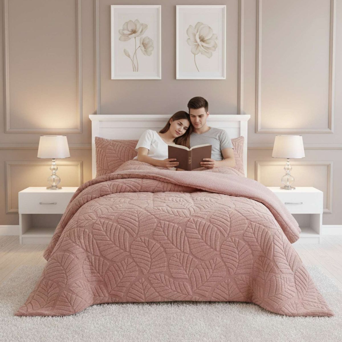 GENERICO - CUBRECAMA DISEÑO 2025 CON CHIPORRO SUPER KING 250 CM X 270 CM ROSA.