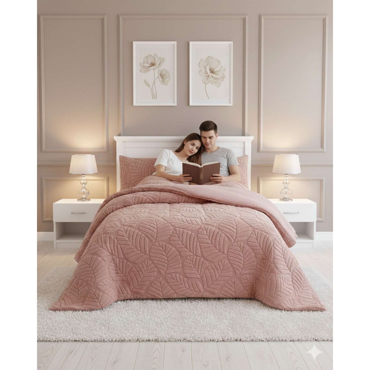 GENERICO - CUBRECAMA DISEÑO 2025 CON CHIPORRO SUPER KING 250 CM X 270 CM ROSA.