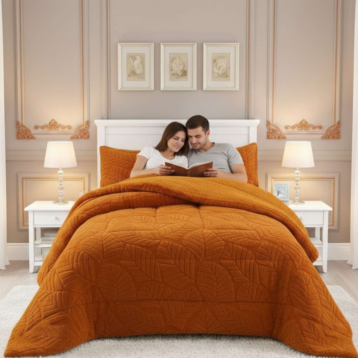 GENERICO - CUBRECAMA DISEÑO 2025 CON CHIPORRO SUPER KING 250 CM X 270 CM NARANJA.