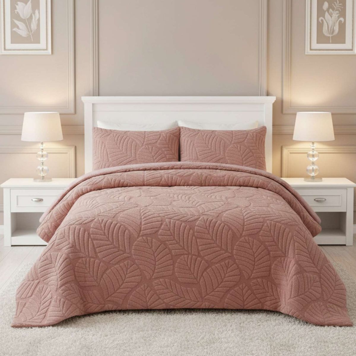 GENERICO - CHIPORRO PREMIUN CUBRECAMA DE INVIERNO 2 PLAZA ROSA