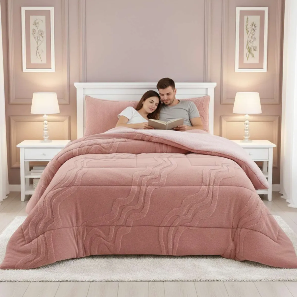 GENERICO - COBERTOR DISEÑO 2025 CON CHIPORRO SUPER KING 250 CM X 270 CM ROSA.