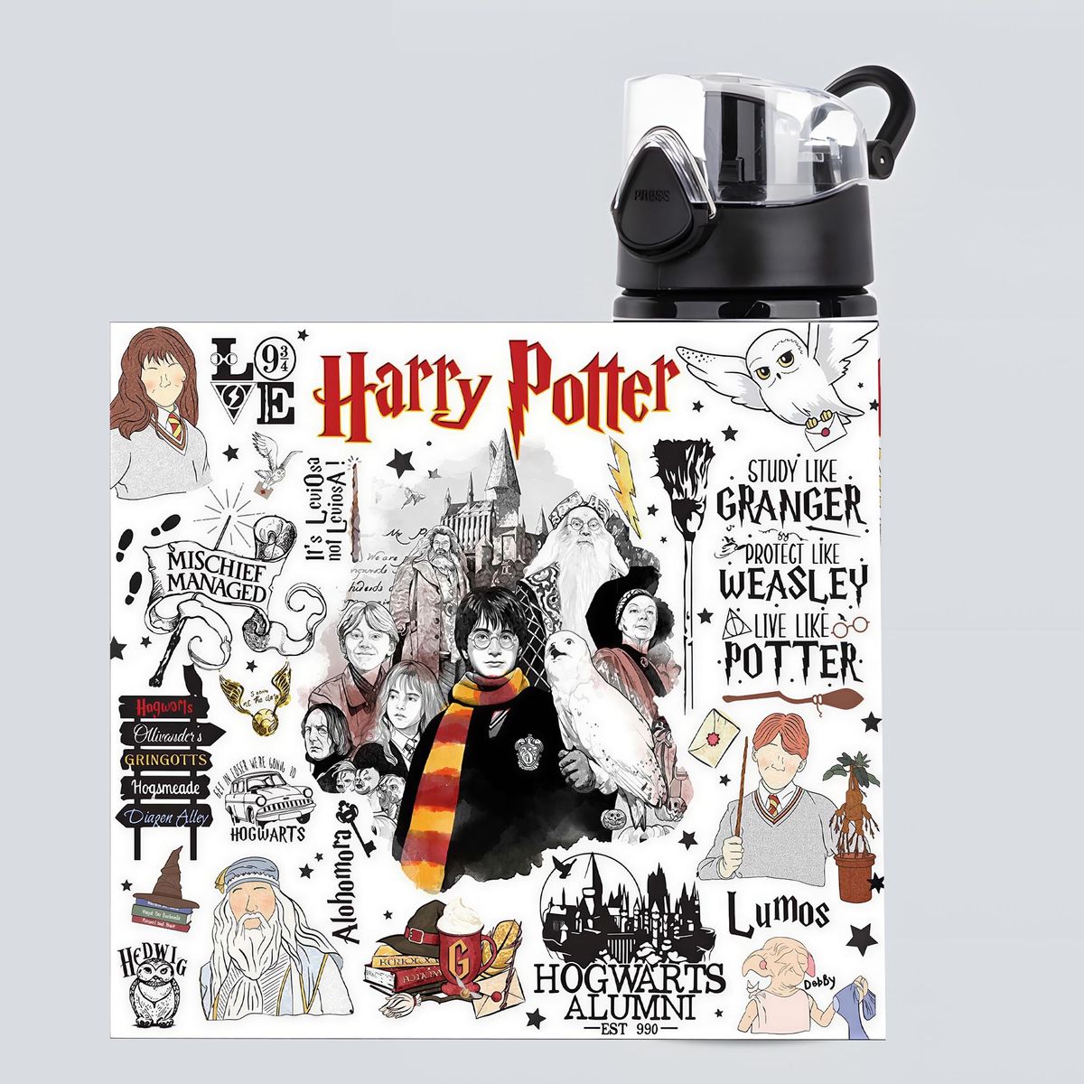 SM - Botella De Agua Inspirado Harry Potter 750 ml Aluminio Estilo Fantasía Libre de BPA Antiderrame