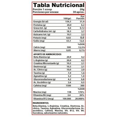 Imagen 2 del producto Pre entreno Kreator - Blue Aggression 600gr 30 servicios