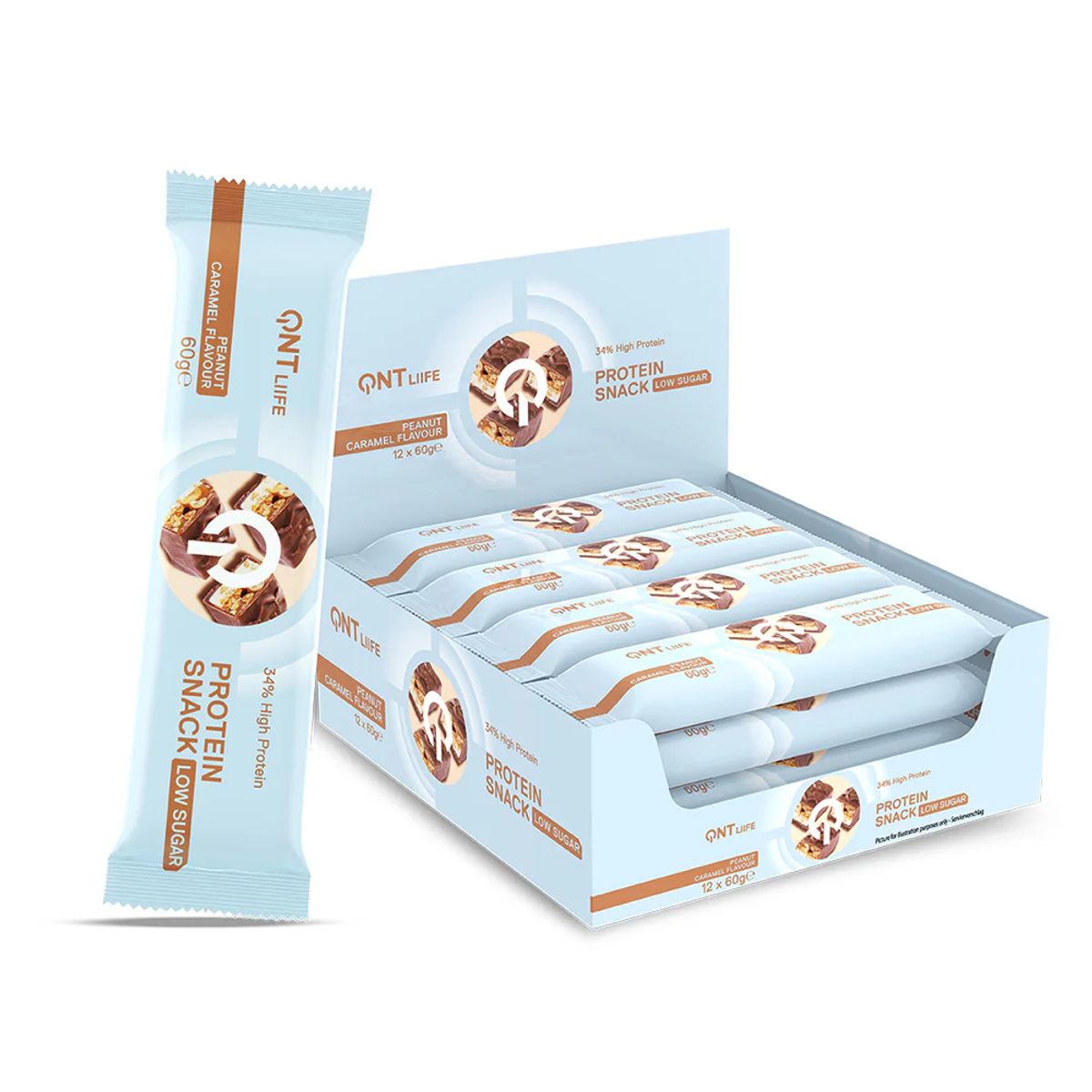 QNT - Barra de proteina QNT - Protein Snack Peanut Caramel 12 unidades