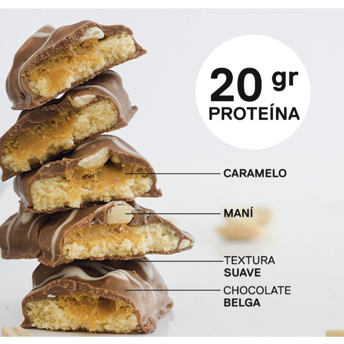 QNT - Barra de proteina QNT - Protein Snack Peanut Caramel 12 unidades