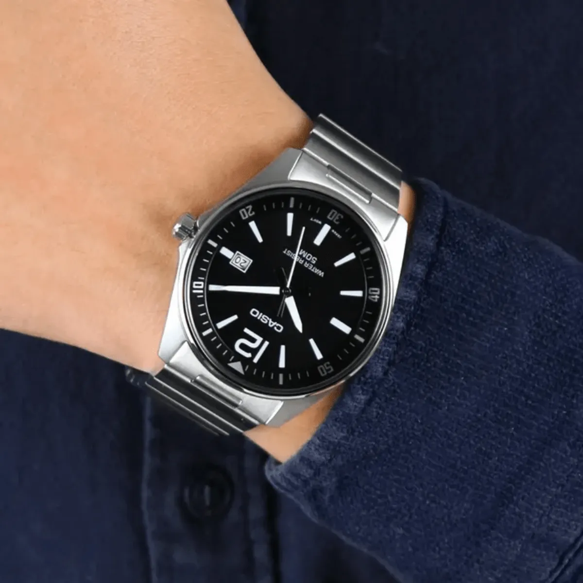 CASIO - RELOJ CASIO MTP-E170D-1BVDF CLASICO PLATEADO NEGRO
