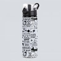 Botella De Agua Inspirada en Harry Potter 750 ml Aluminio Diseño Blanco y Negro Libre de BPA