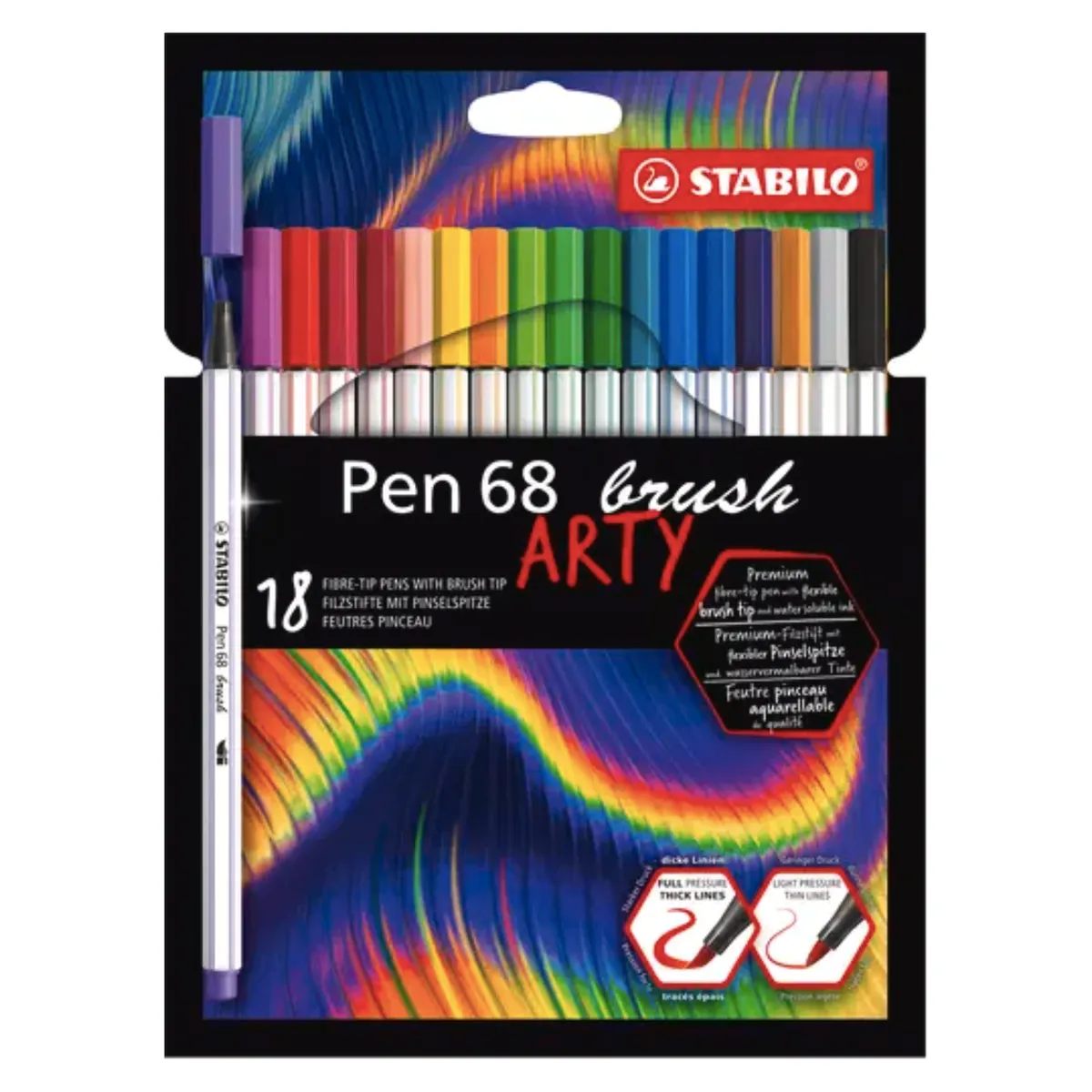 STABILO - Lápices Stabilo Brush Pen 18 Colores Acuarelables Punta Pincel