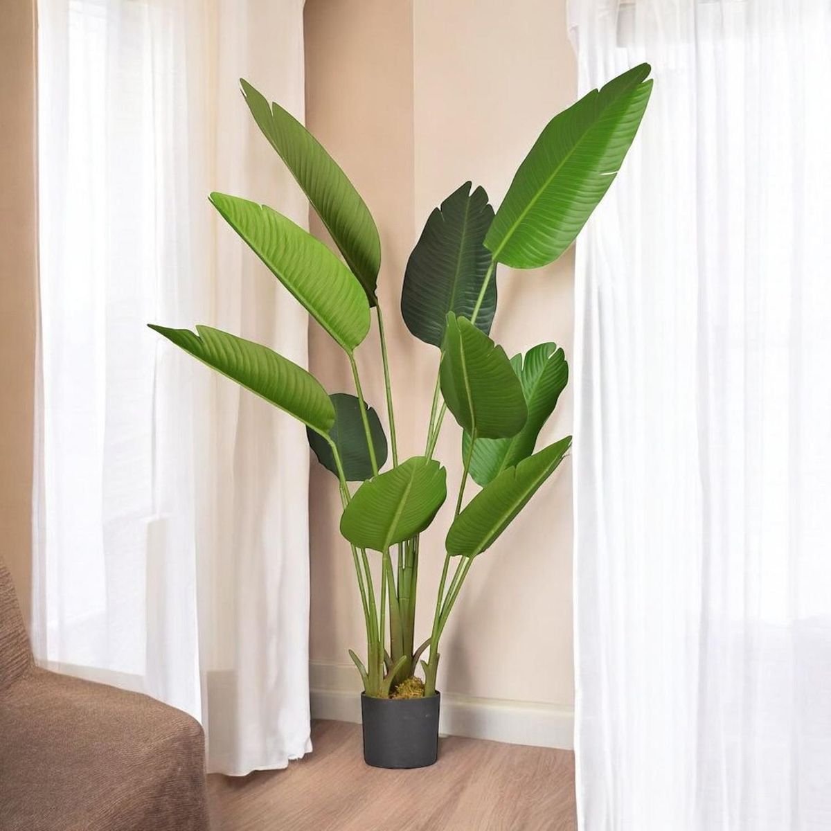 ARBUSTO REAL - Planta Artificial Ave Paraíso 160 Cm/10 Hojas / Arbusto Real