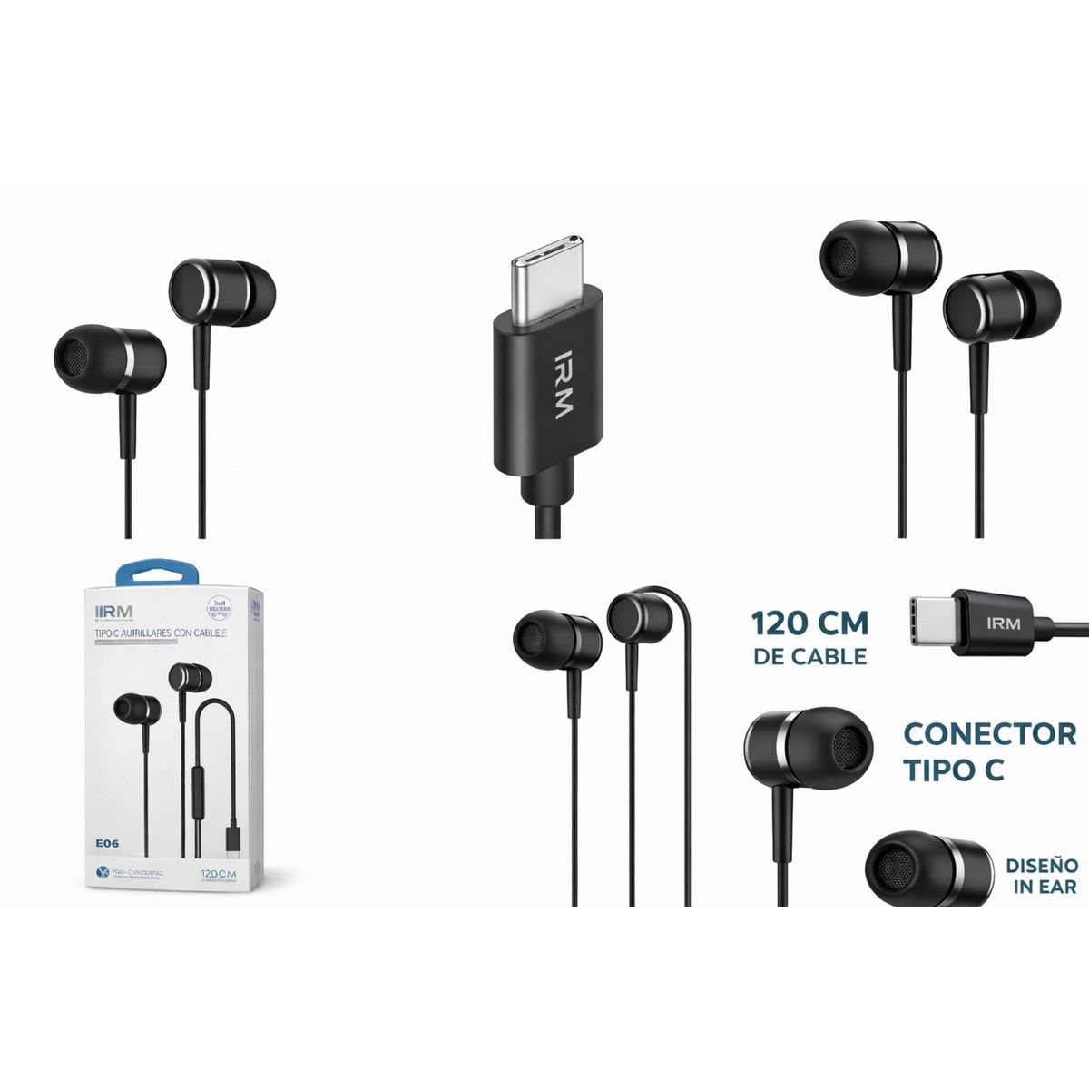 IRM - Auriculares In Ear IRM E06 con Cable Tipo C – 120 cm