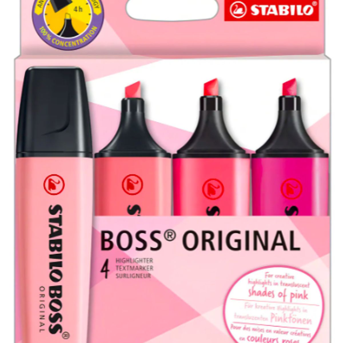 STABILO - Destacadores Stabilo Boss Shades Of Pink Estuche 4 Unidades Rosa