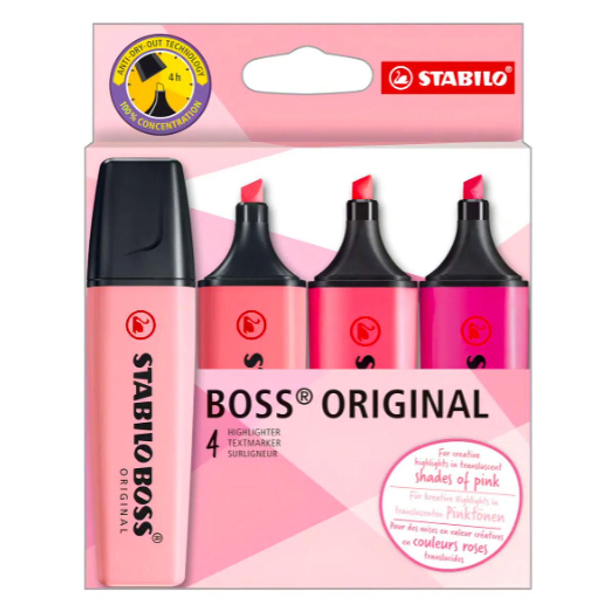 STABILO - Destacadores Stabilo Boss Shades Of Pink Estuche 4 Unidades Rosa