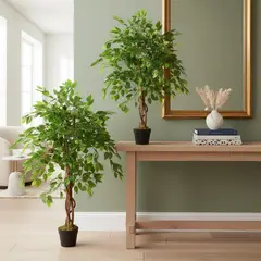 ARBUSTO REAL - 2 X 1 Plantas Artificiales Baratas Ficus 120 Cm Verde