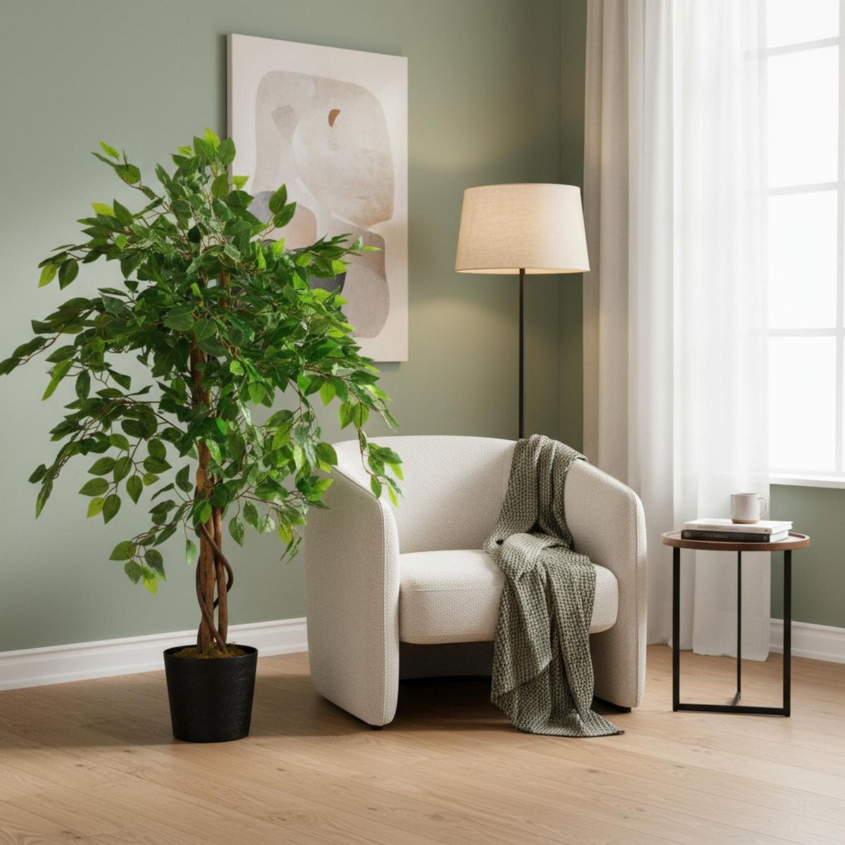 ARBUSTO REAL - 2 X 1 Plantas Artificiales Baratas Ficus 120 Cm Arbusto Real Verde