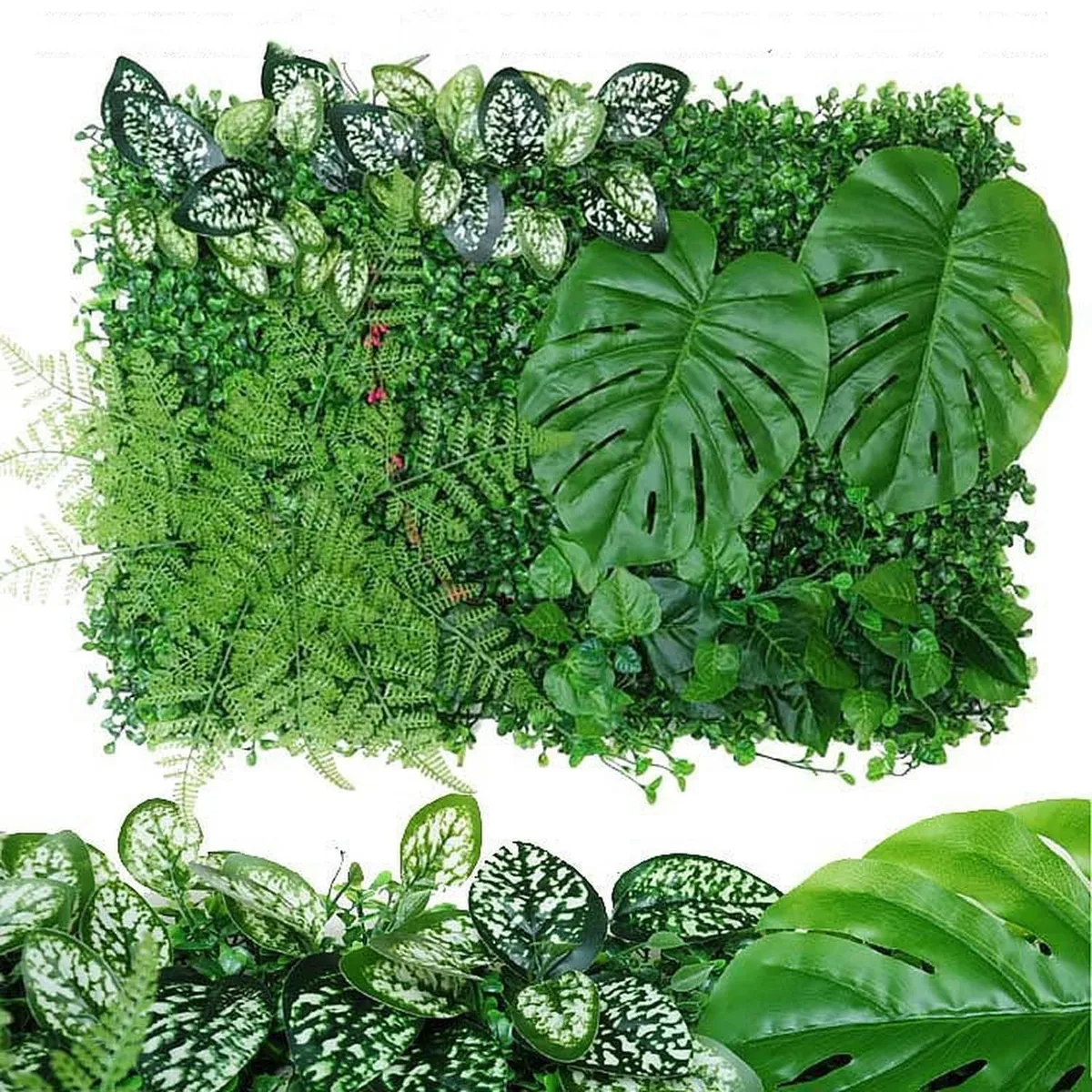 ARBUSTO REAL - Jardín Muro Vertical Artificial B Palmeta Plantas 60x40 Cm