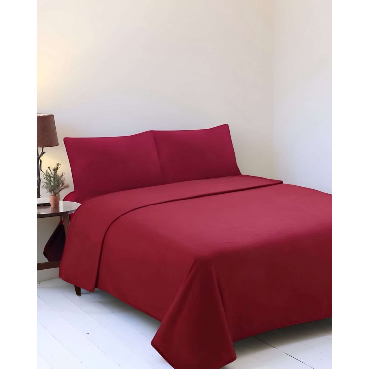 GENERICO - Sábana de Polar Ultra Suave Máxima Calidez y Confort Roja King