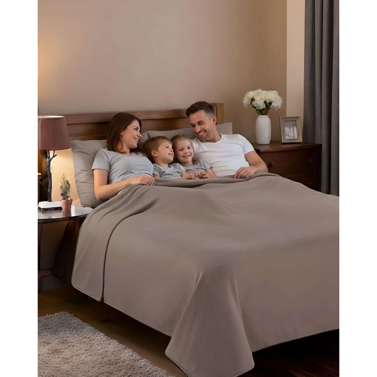 GENERICO - Sabana extra suave premium de polar Marron plaza y media