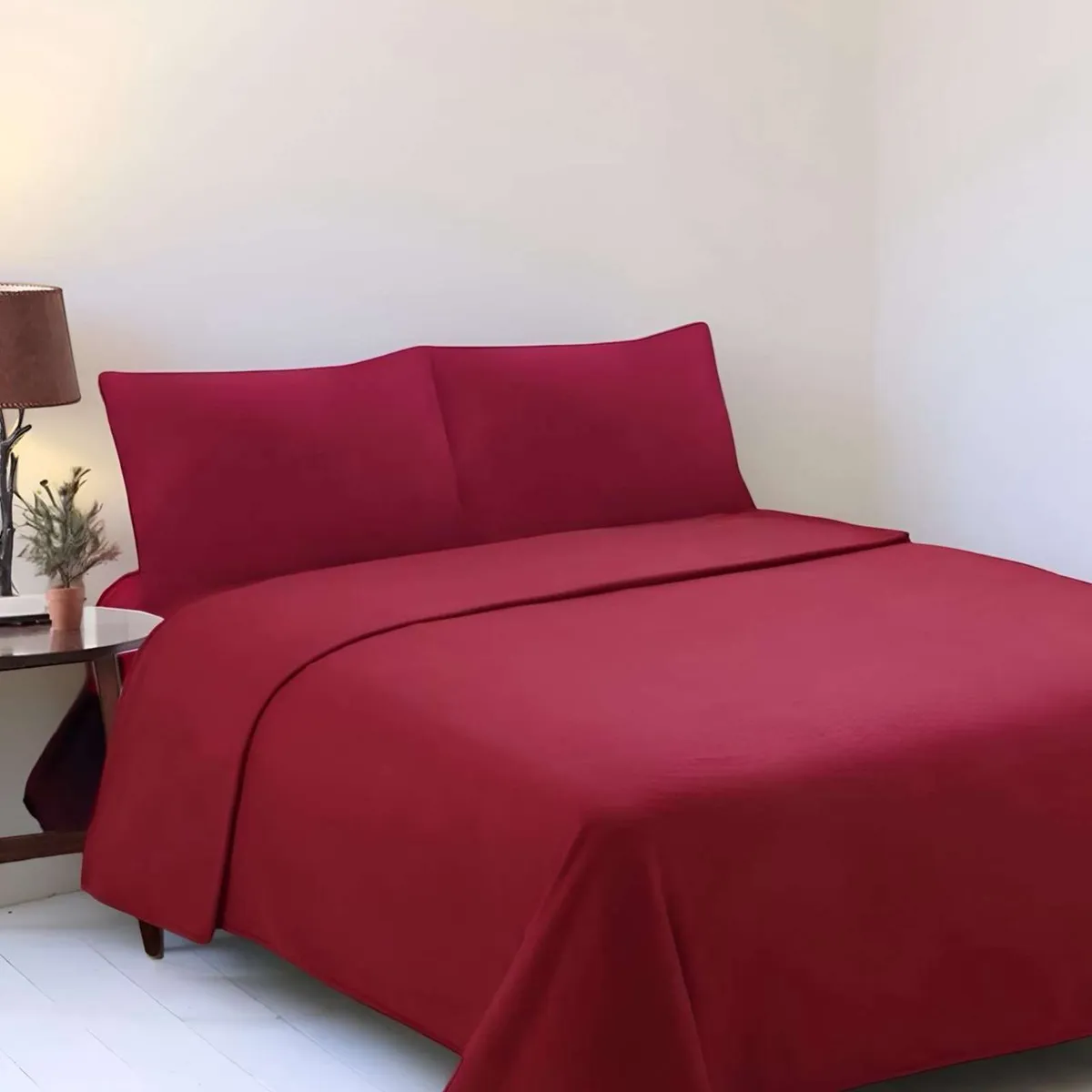 GENERICO - Sabana extra suave premium de polar Roja 2 plazas