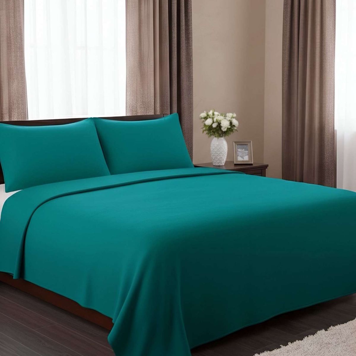 GENERICO - Sabana extra suave premium de polar Verde King