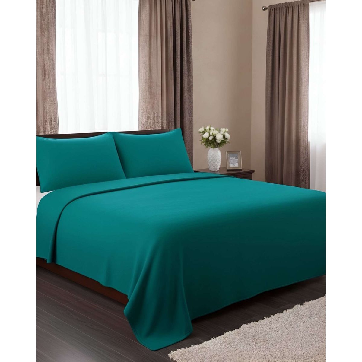 GENERICO - Sabana extra suave premium de polar Verde King
