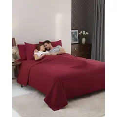 GENERICO - Sabana extra suave premium de polar Roja King