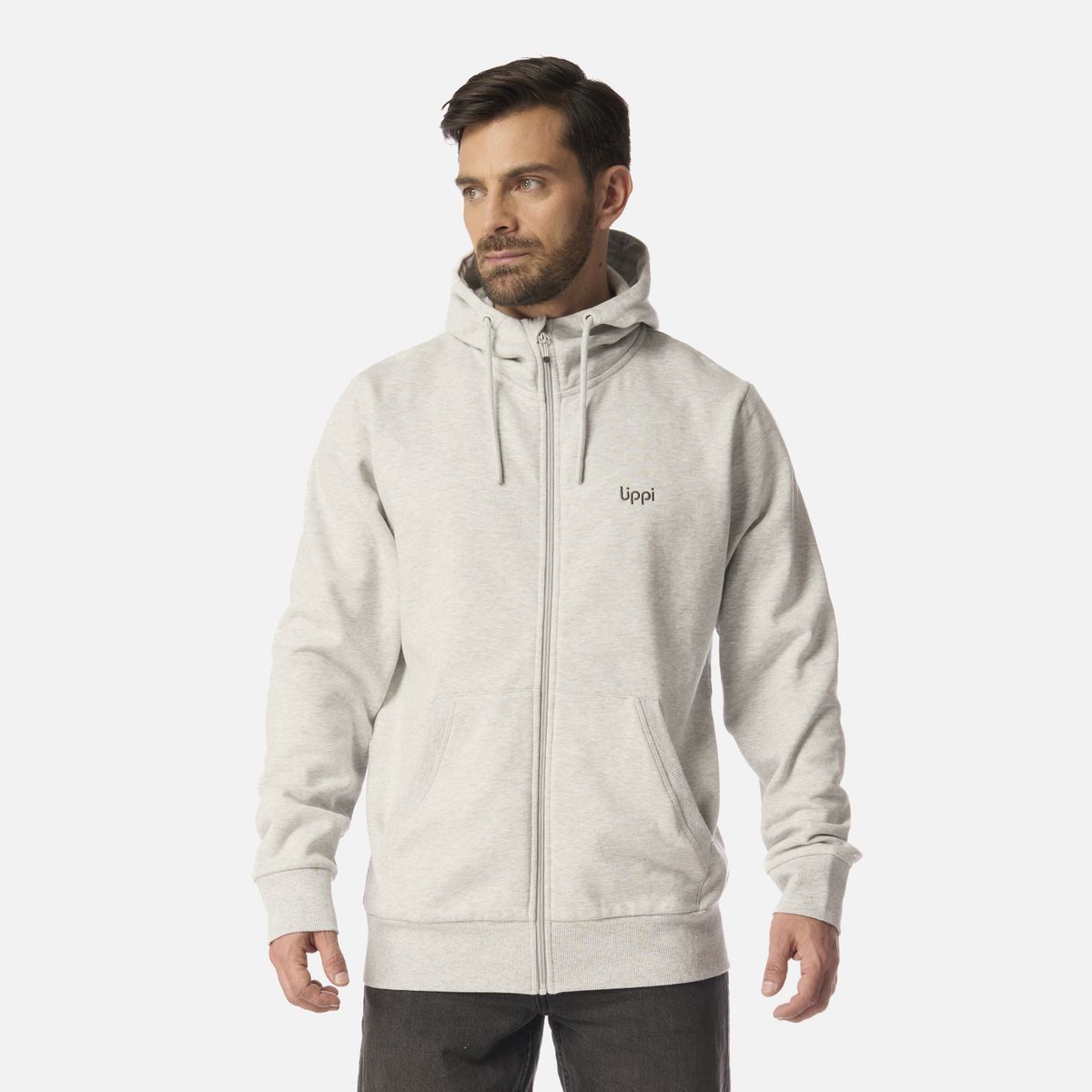 LIPPI - Polerón Hombre Ulmo Full Zip Hoody Sweatshirt Gris Claro Melange Lippi