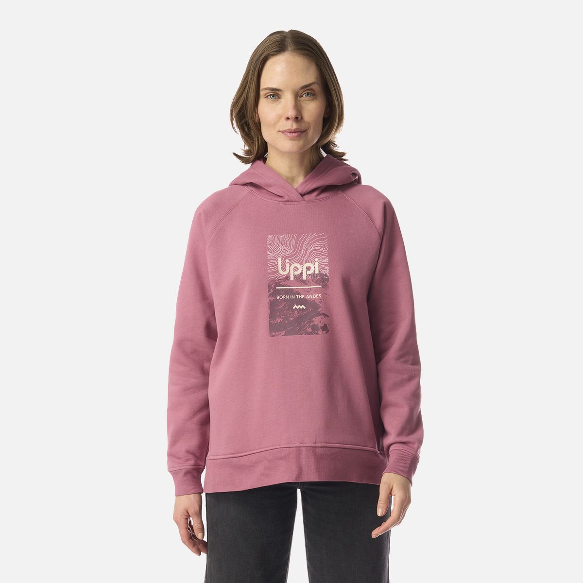 LIPPI - Polerón Mujer Insigne Hoody Sweatshirt Front Print Rosa Oscuro Lippi