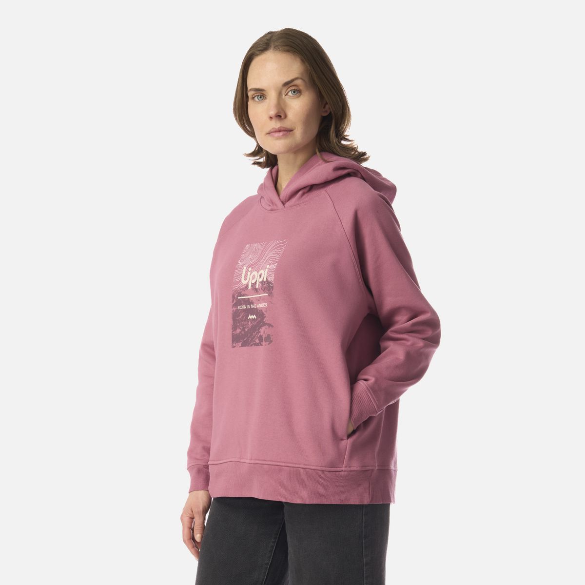 LIPPI - Polerón Mujer Insigne Hoody Sweatshirt Front Print Rosa Oscuro Lippi