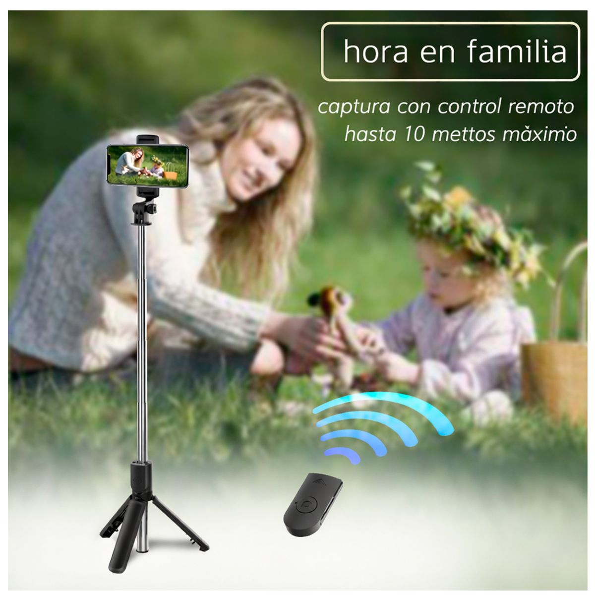 IRM - Trípode 2 En 1 Palo Selfie 67cm Rotación 360° Con Control Inalámbrico