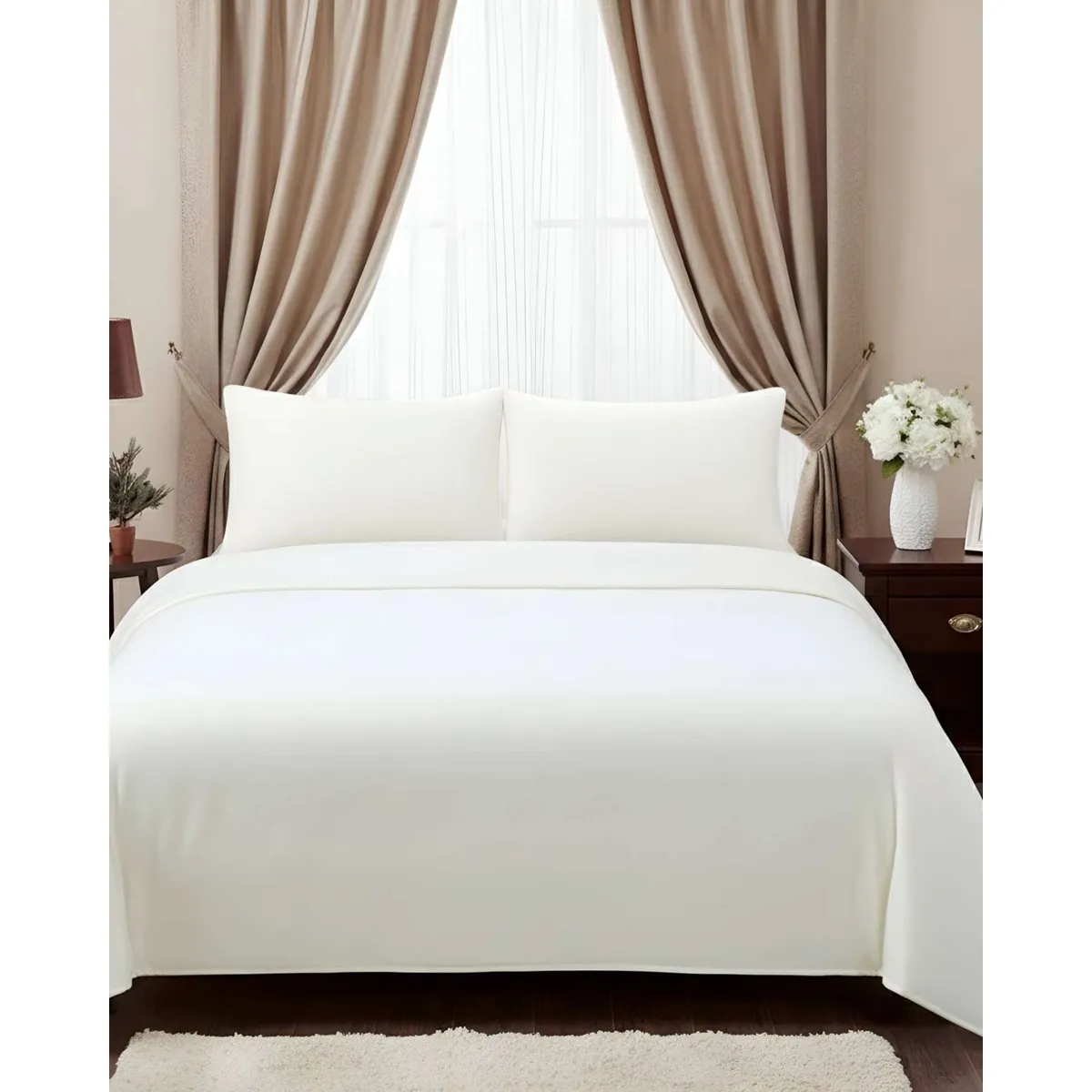 GENERICO - Sabana extra suave premium de polar Blanca plaza y media