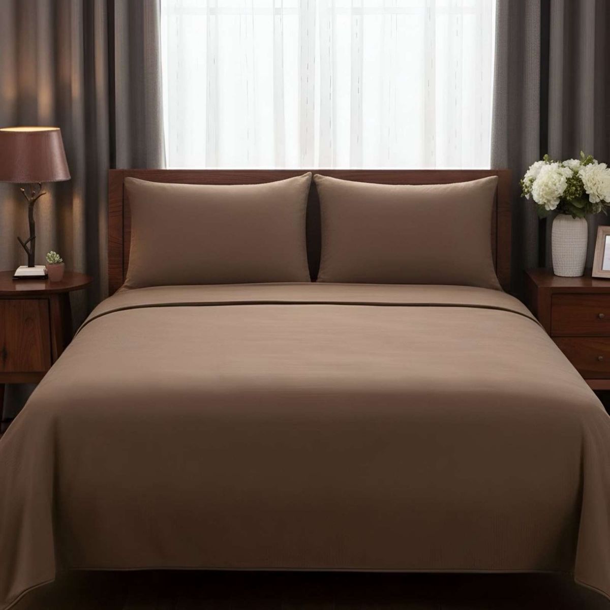 GENERICO - Sabana extra suave premium de polar Marron 2 plazas