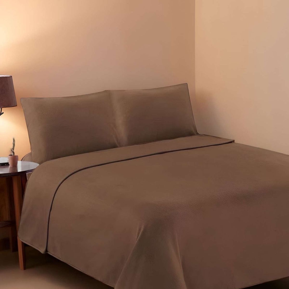 GENERICO - Sabana extra suave premium de polar Marron 2 plazas