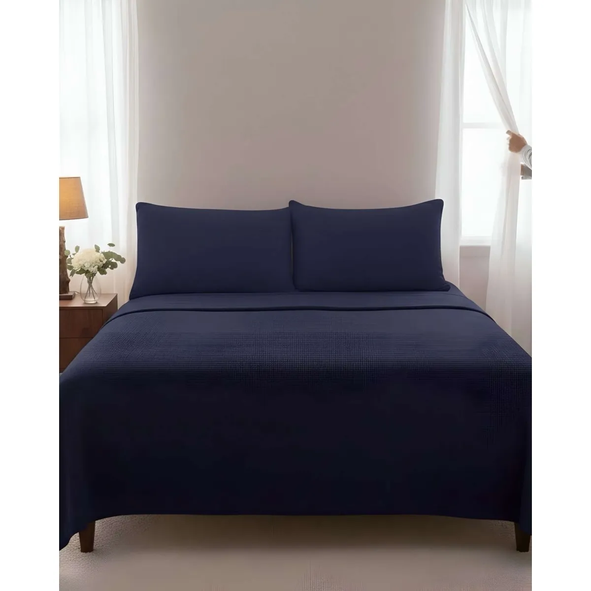 GENERICO - Sabana extra suave premium de polar Negra 2 plazas