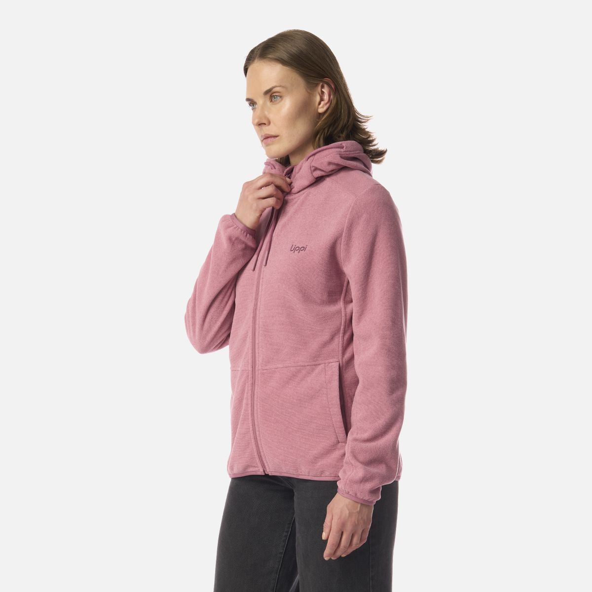 LIPPI - Polar Mujer Stripes Nano-F Full Zip Hoody Rosa Oscuro Lippi