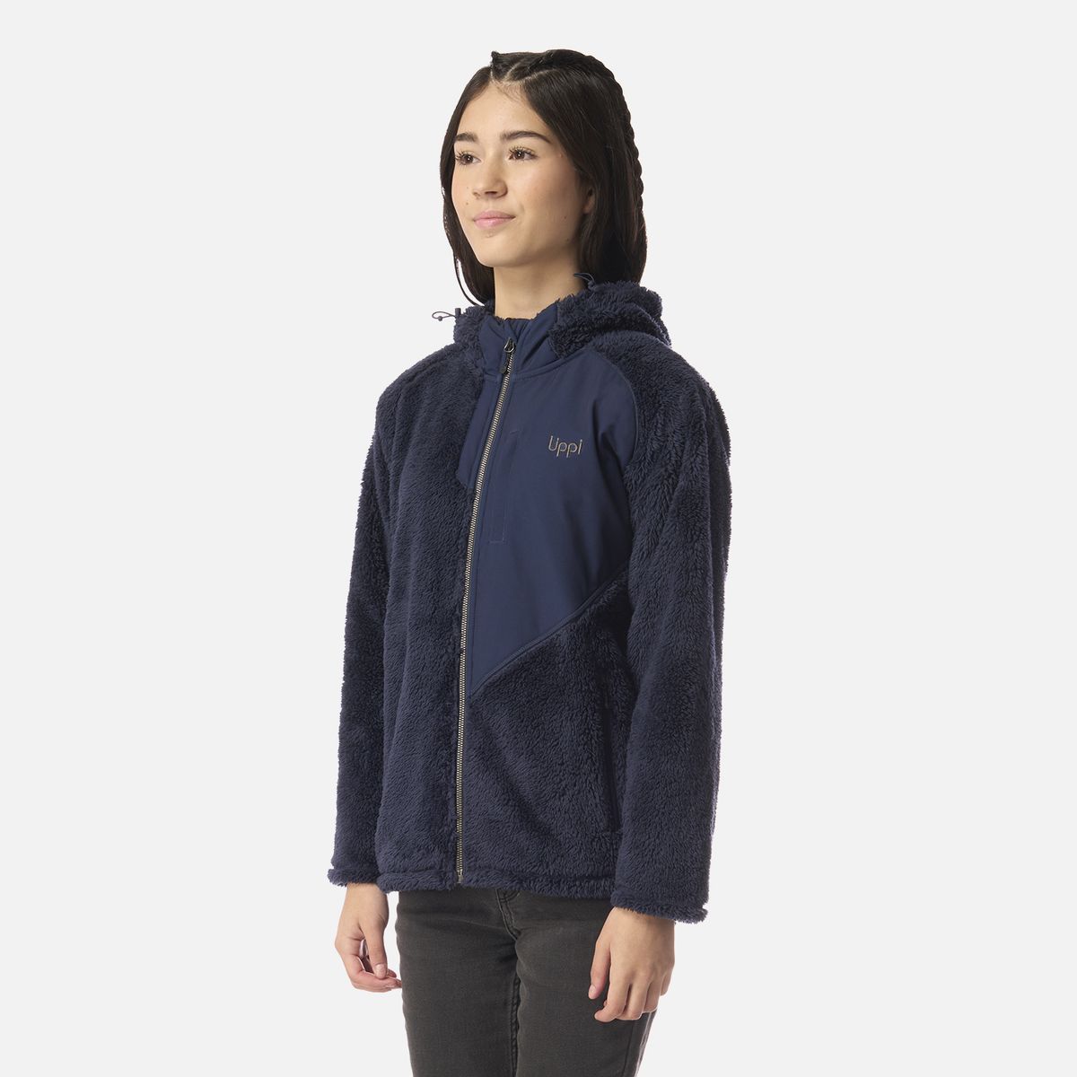 LIPPI - Polar Teen Girl Bear Shaggy-Pro Hoody Jacket Azul Marino Lippi