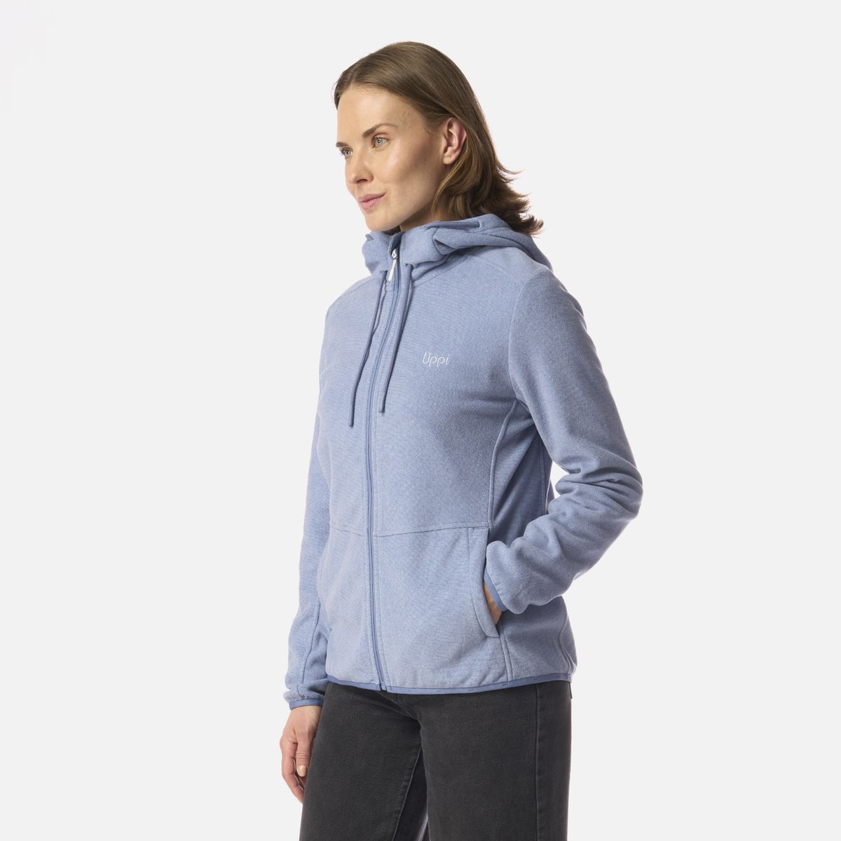 LIPPI - Polar Mujer Stripes Nano-F Full Zip Hoody Azul Piedra Lippi