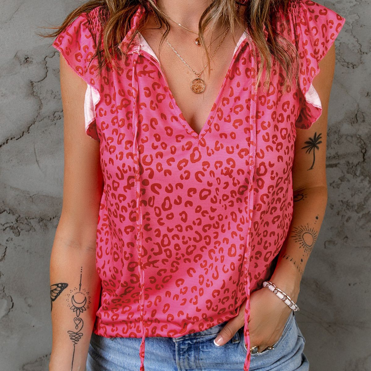 ARRAKASTA - Top fucsia animal print